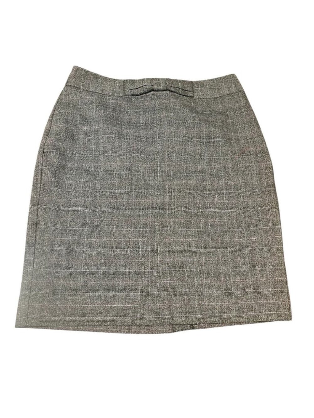 ANN TAYLOR LOFT Women's Size 2 Gray Purple Plaid Bow Front Pencil Skirt